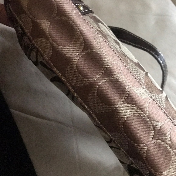 Brown/gold patchwork Coach shoulder bag purse - Picture 5 of 8